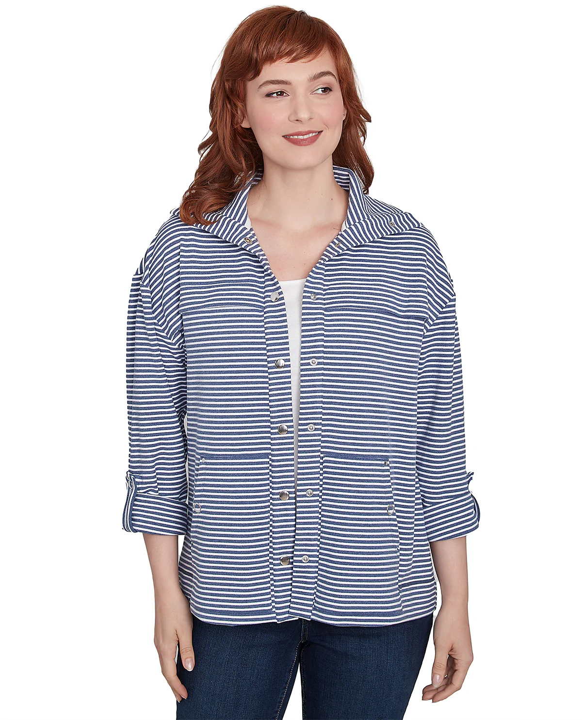 Ruby Road Petite Casual Luxe Interlock Stripe Jacket - Image 3